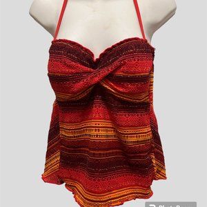 Becca size medium striped crochet halter tankini top